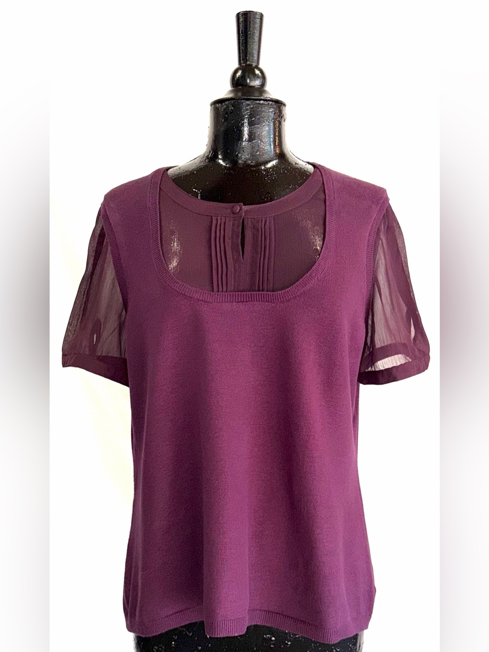 TARGET - George Women’s Aubergine Short Sleeve Layered Knit Top size XL